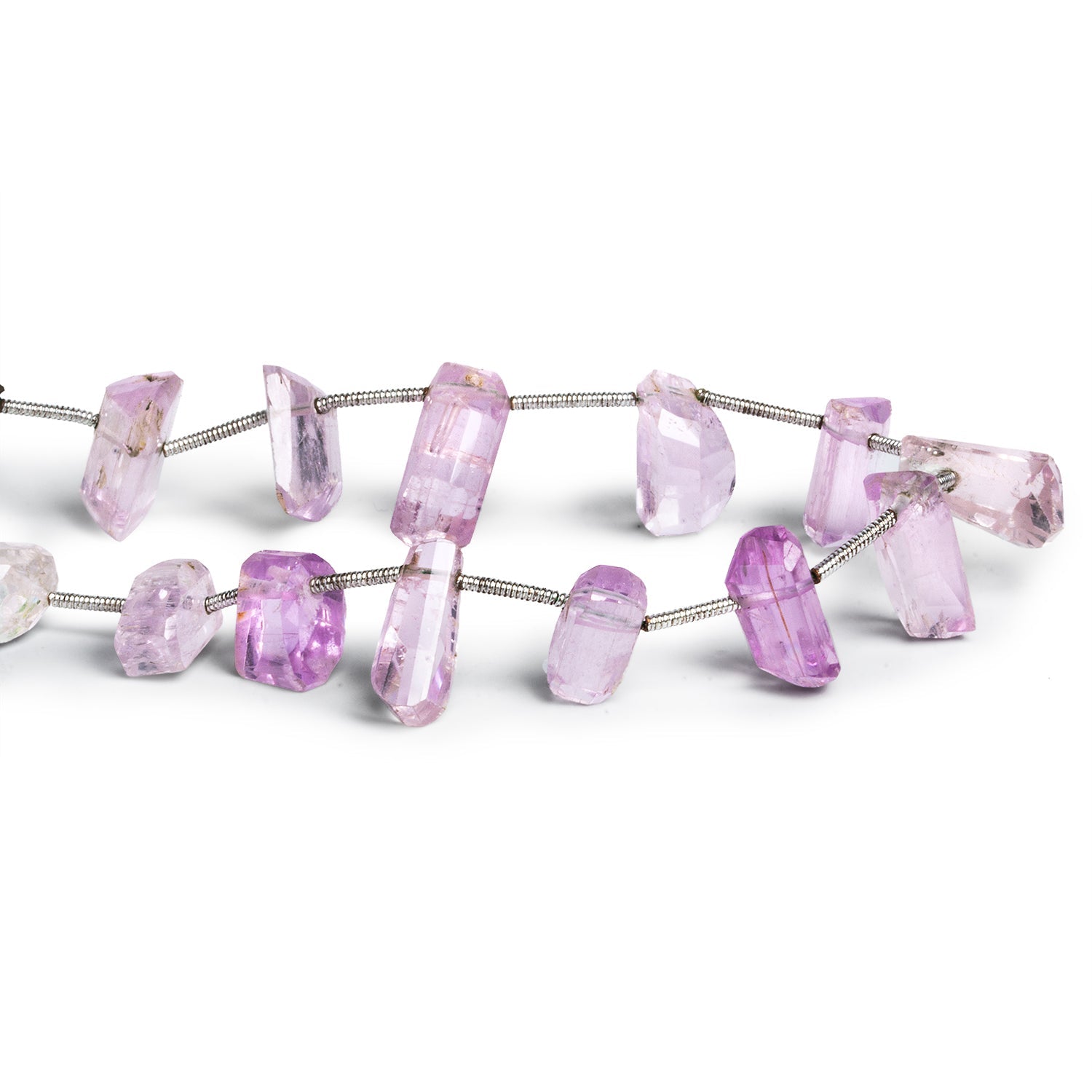 13x10mm Kunzite Faceted Nuggets 7 inch 13 beads - The Bead Traders