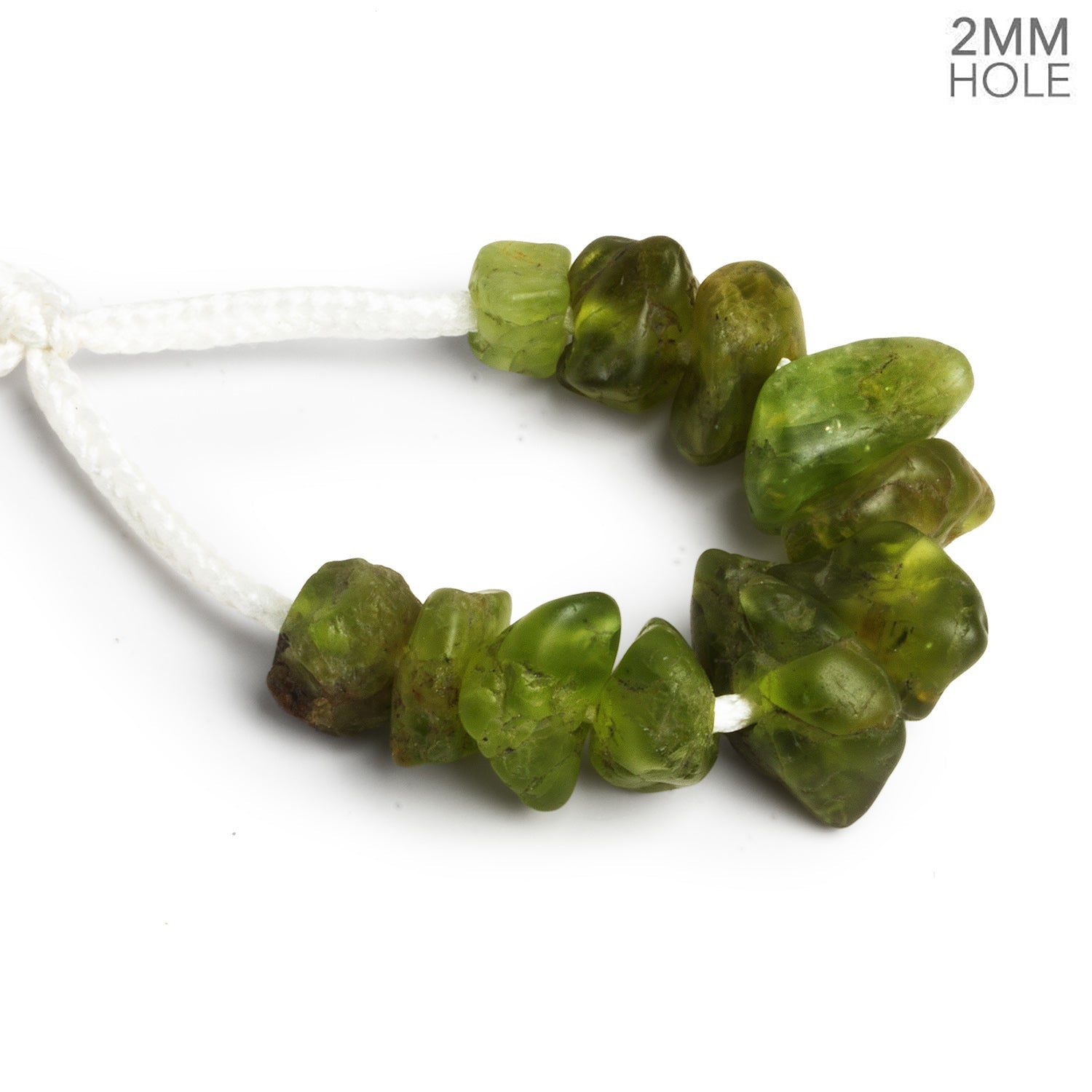 13x10mm Matte Peridot 2mm Large Hole Natural Crystals 10 Beads - The Bead Traders