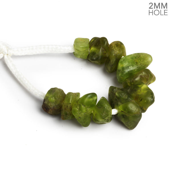 13x10mm Matte Peridot 2mm Large Hole Natural Crystals 10 Beads