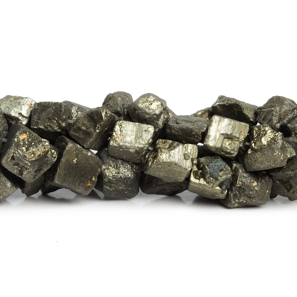 13x10mm Natural Pyrite Large Natural Crystals 15 inch 33 beads - The Bead Traders