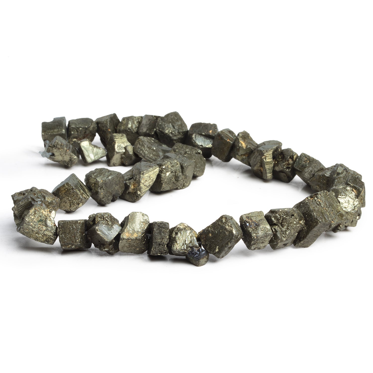 13x10mm Natural Pyrite Large Natural Crystals 15 inch 33 beads - The Bead Traders