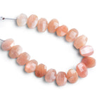 13x10mm Peach Moonstone Faceted Cushions 7 inch 18 beads - The Bead Traders