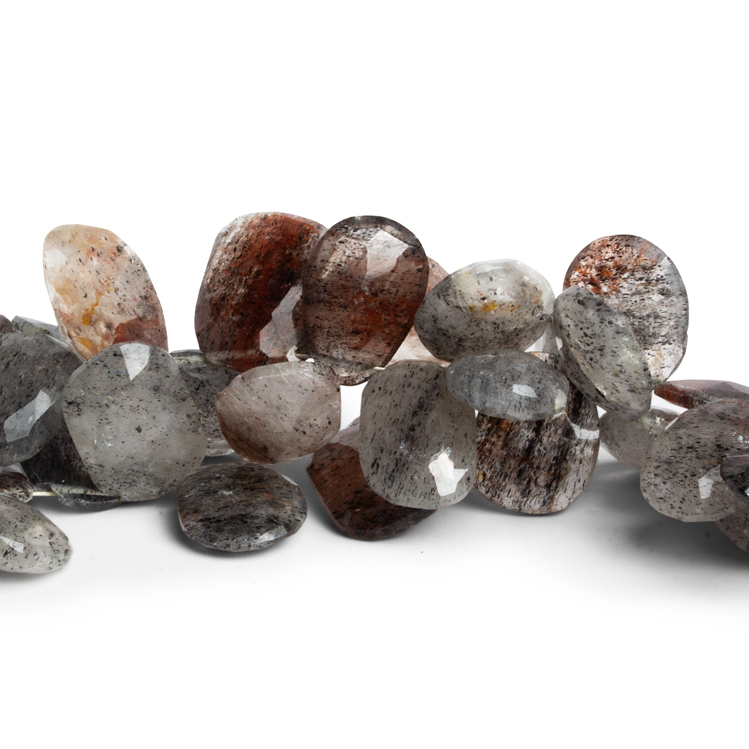 13x10mm Rutilated Quartz Faceted Nuggets 7.5 inch 34 beads - The Bead Traders