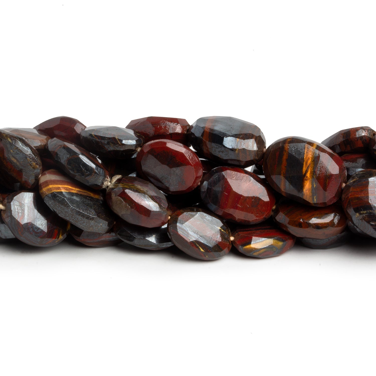 13x10mm Tiger Iron Faceted Ovals 13 inch 23 beads - The Bead Traders