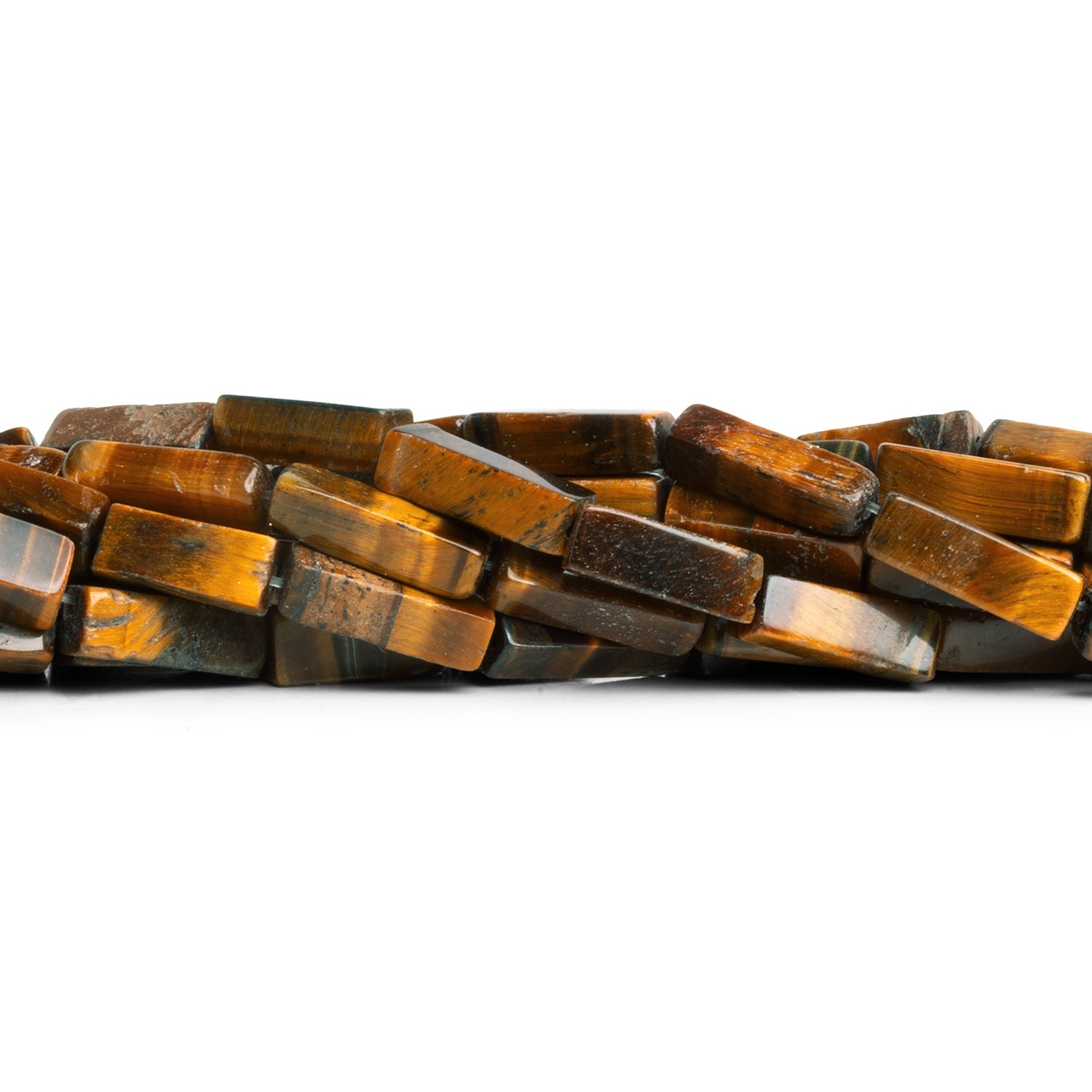 13x4mm Tiger's Eye Rectangles 15 inch 28 beads - The Bead Traders