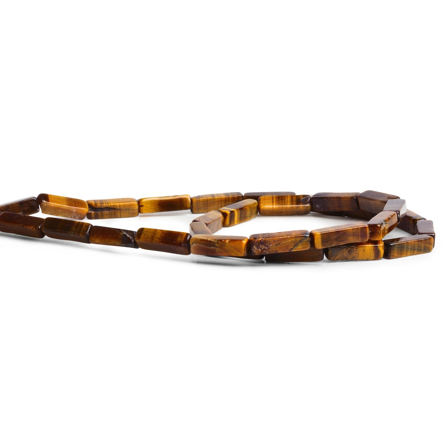 13x4mm Tiger's Eye Rectangles 15 inch 28 beads - The Bead Traders