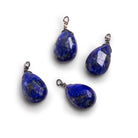 13x7mm Lapis Lazuli Pear Black Gold Wire-Wrapped Pendants 4 Beads - The Bead Traders