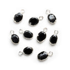 13x7mm Silver Leafed Black Spinel Oval Pendant 1 Bead - The Bead Traders