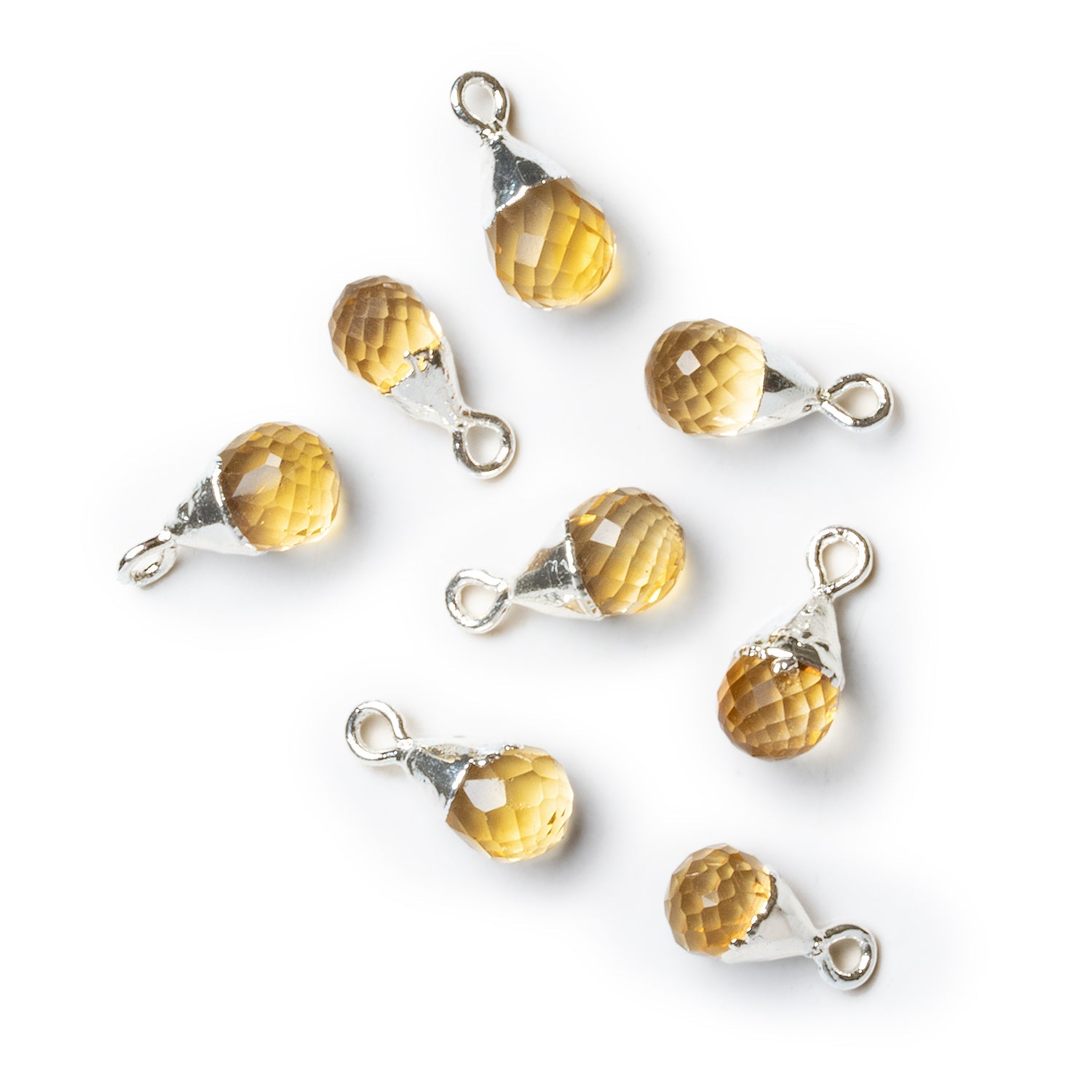 13x7mm Silver Leafed Citrine Faceted Teardrop Pendant 1 Bead - The Bead Traders