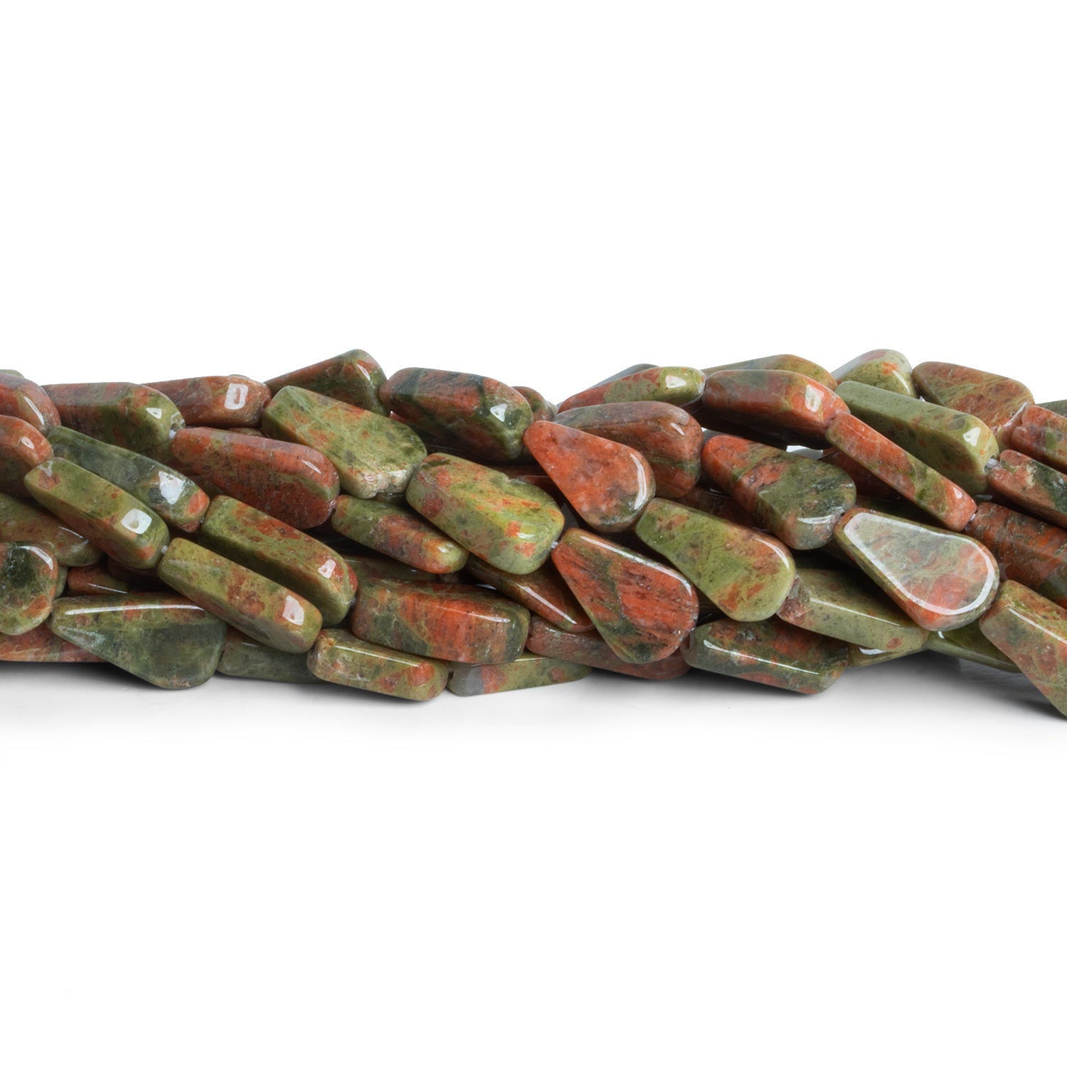 13x7mm Unakite Handcut Pear 13 inch 25 beads - The Bead Traders