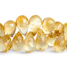 13x8mm Citrine Faceted Teardrops 7.5 inch 55 beads - The Bead Traders