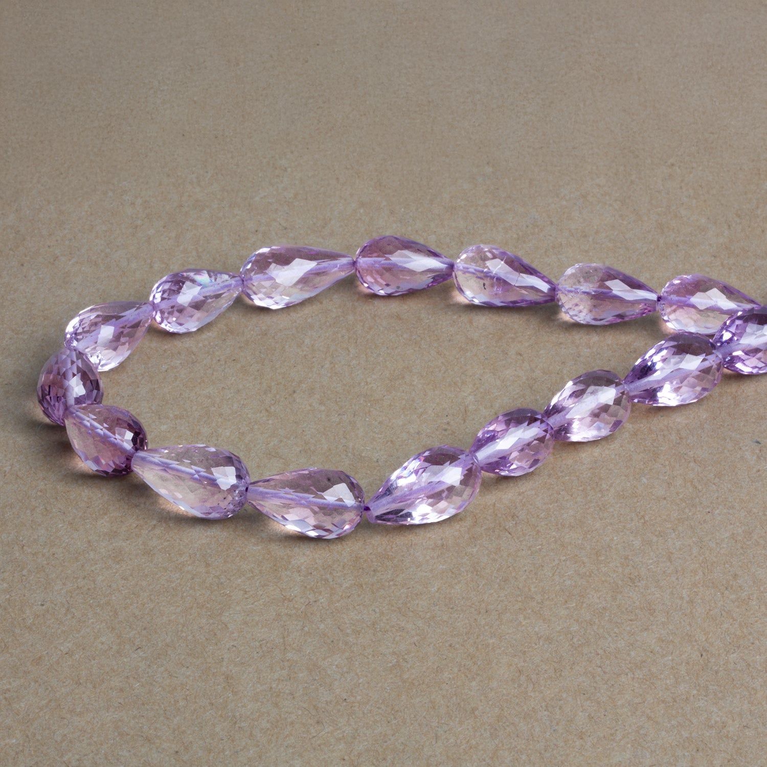 13x8mm Pink Amethyst Faceted Teardrops 8 inch 15 beads - The Bead Traders