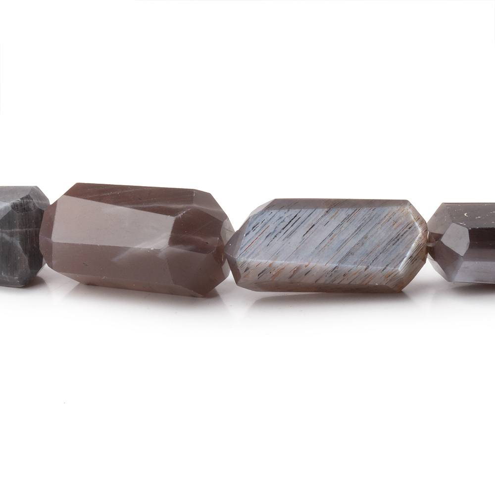 13x9mm Chocolate Moonstone Faceted Nuggets 16 inch 32 Beads - The Bead Traders
