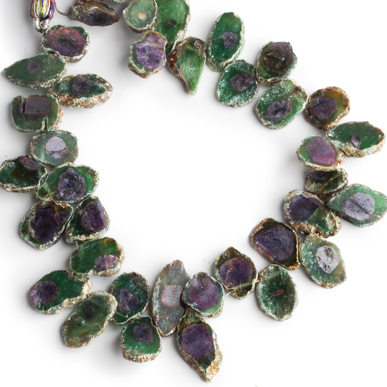 13x9mm Corundum Top - Drilled Slices 7.5 inch 31 beads - The Bead Traders