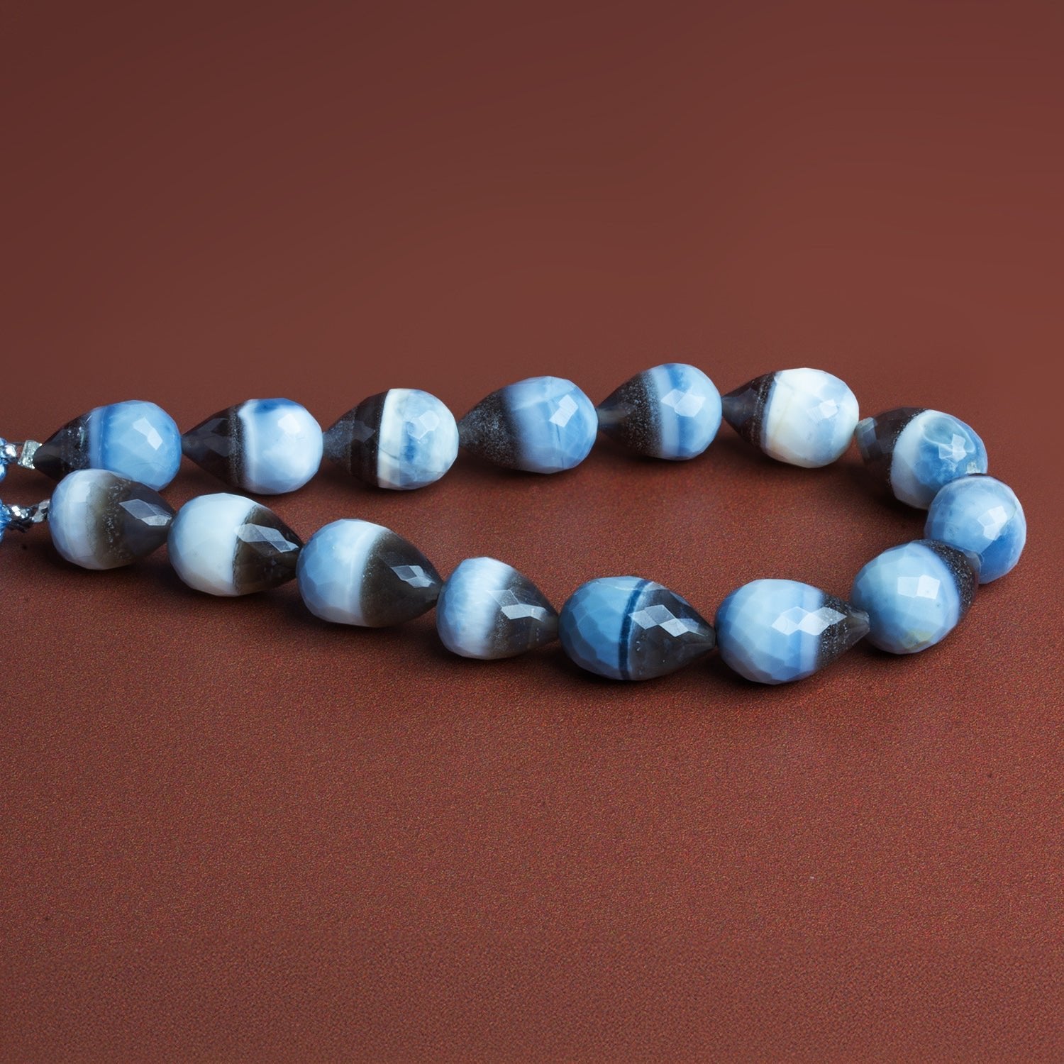 13x9mm Denim Opal Faceted Teardrops 7.5 inch 15 beads - The Bead Traders