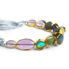 13x9mm Gold Leafed Multi Gemstone Beads 5 inch 11 beads - The Bead Traders