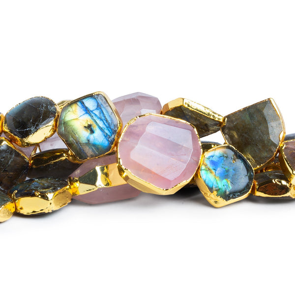13x9mm Gold Leafed Multi Gemstone Beads 5 inch 11 beads
