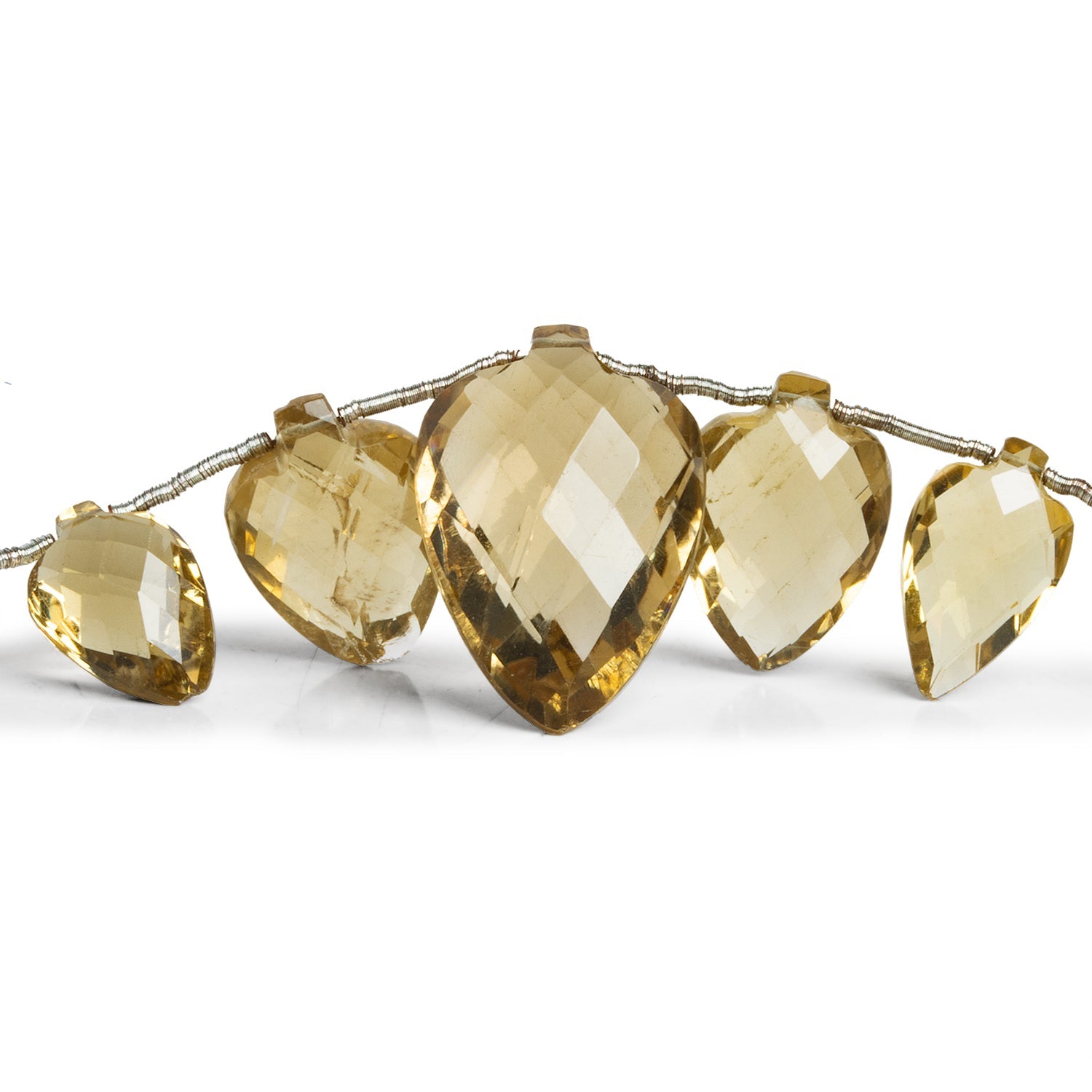 13x9mm Lemon Quartz Faceted Arrowheads 8 inch 15 beads - The Bead Traders