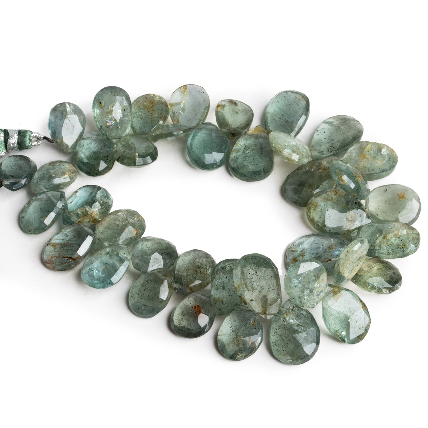 13x9mm Moss Aquamarine Faceted Pears 8 inch 37 beads - The Bead Traders