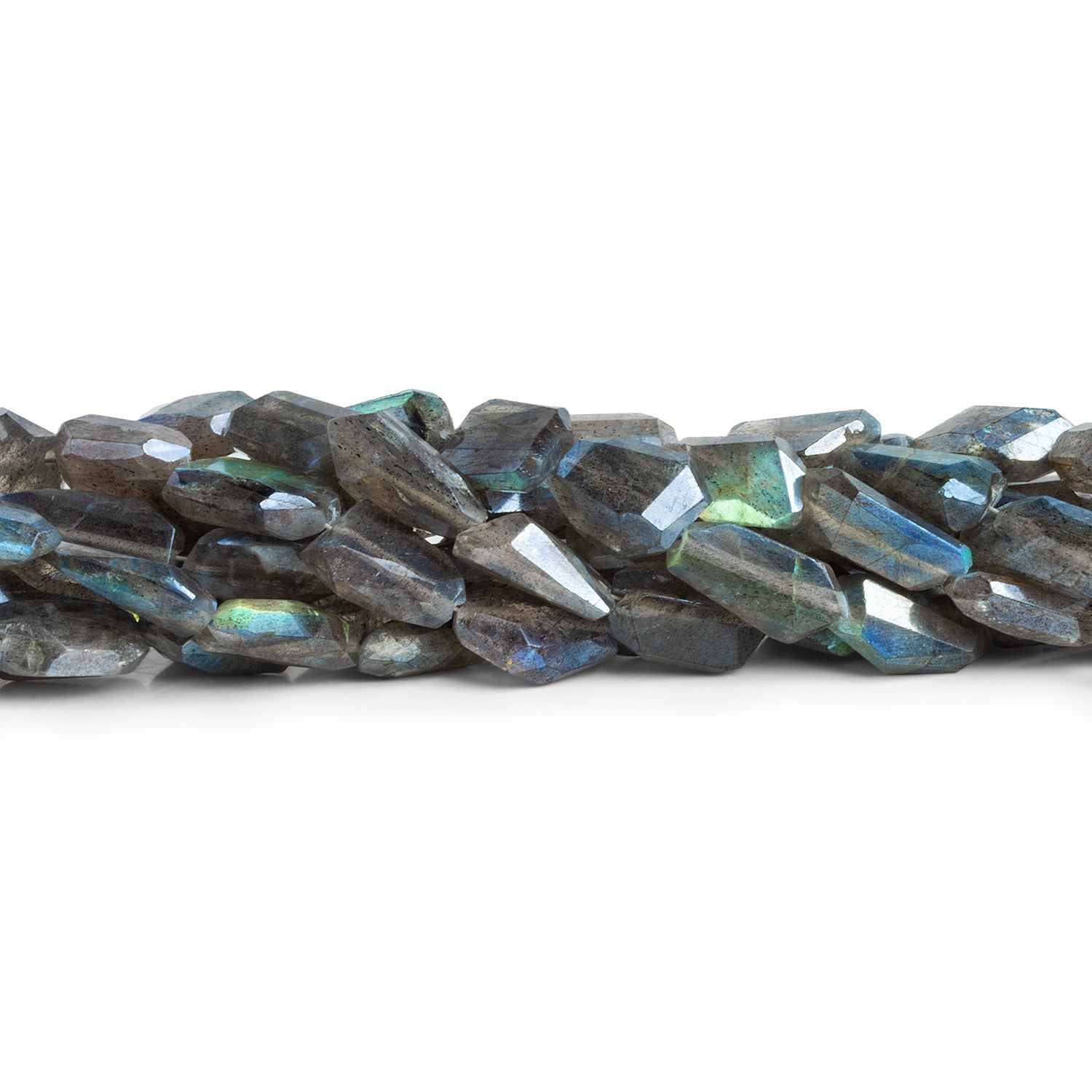 13x9mm Mystic Labradorite Faceted Nuggets 16 inch 30 beads - The Bead Traders