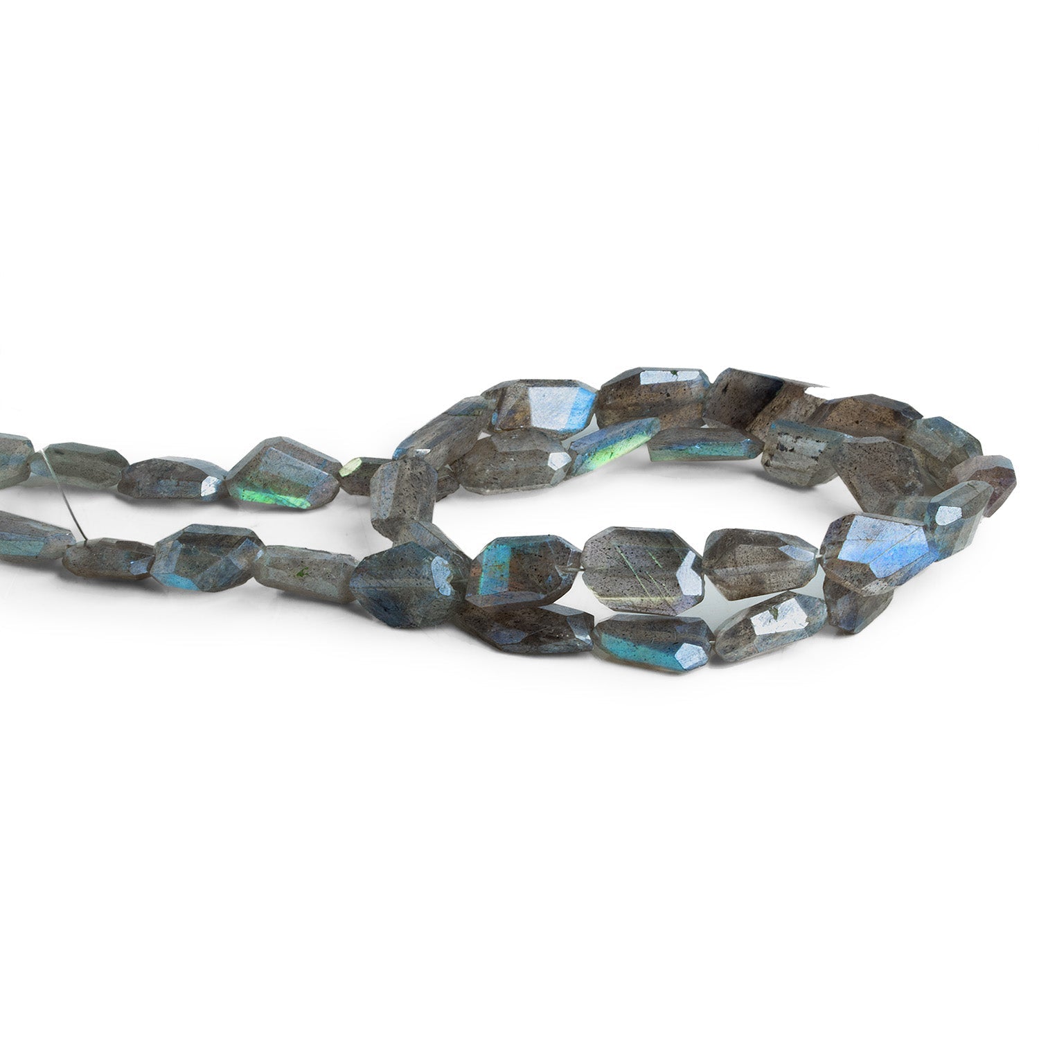 13x9mm Mystic Labradorite Faceted Nuggets 16 inch 30 beads - The Bead Traders