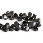 13x9mm Platinum Grey Moonstone Faceted Pears 8 inch 45 beads - The Bead Traders