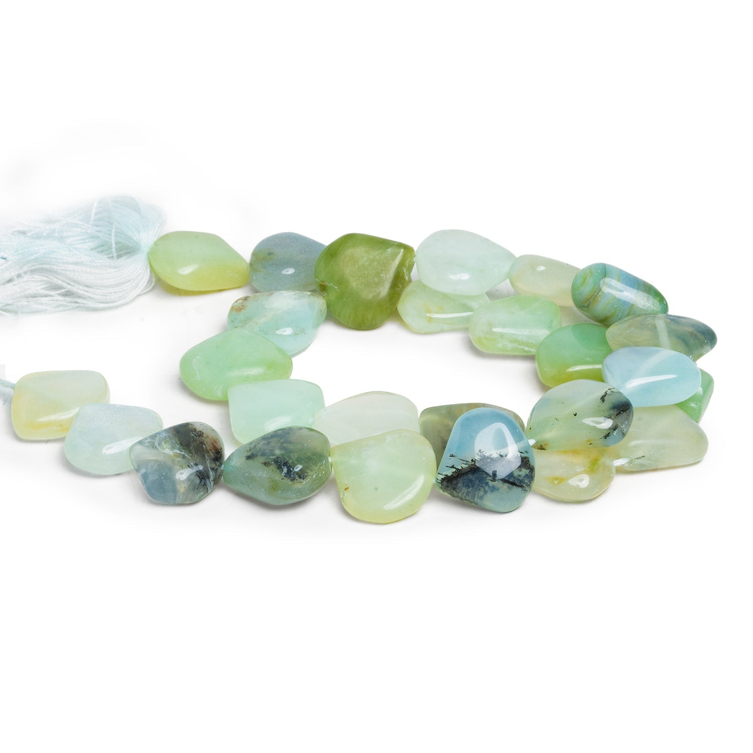 14-17mm Blue Peruvian Opal Plain Hearts 15 inch 24 beads - The Bead Traders