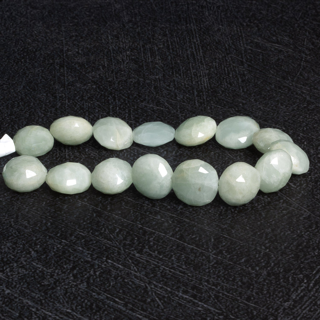 14mm Aquamarine Faceted Coins 8 inch 15 beads - The Bead Traders