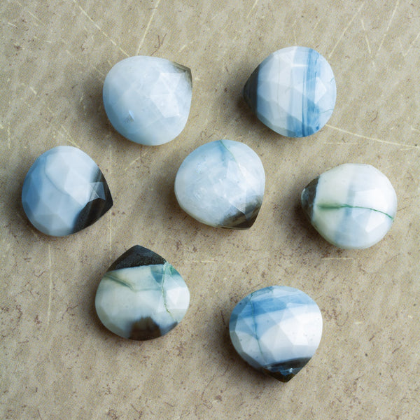14mm Banded Denim Opal Heart Focal 1 Bead