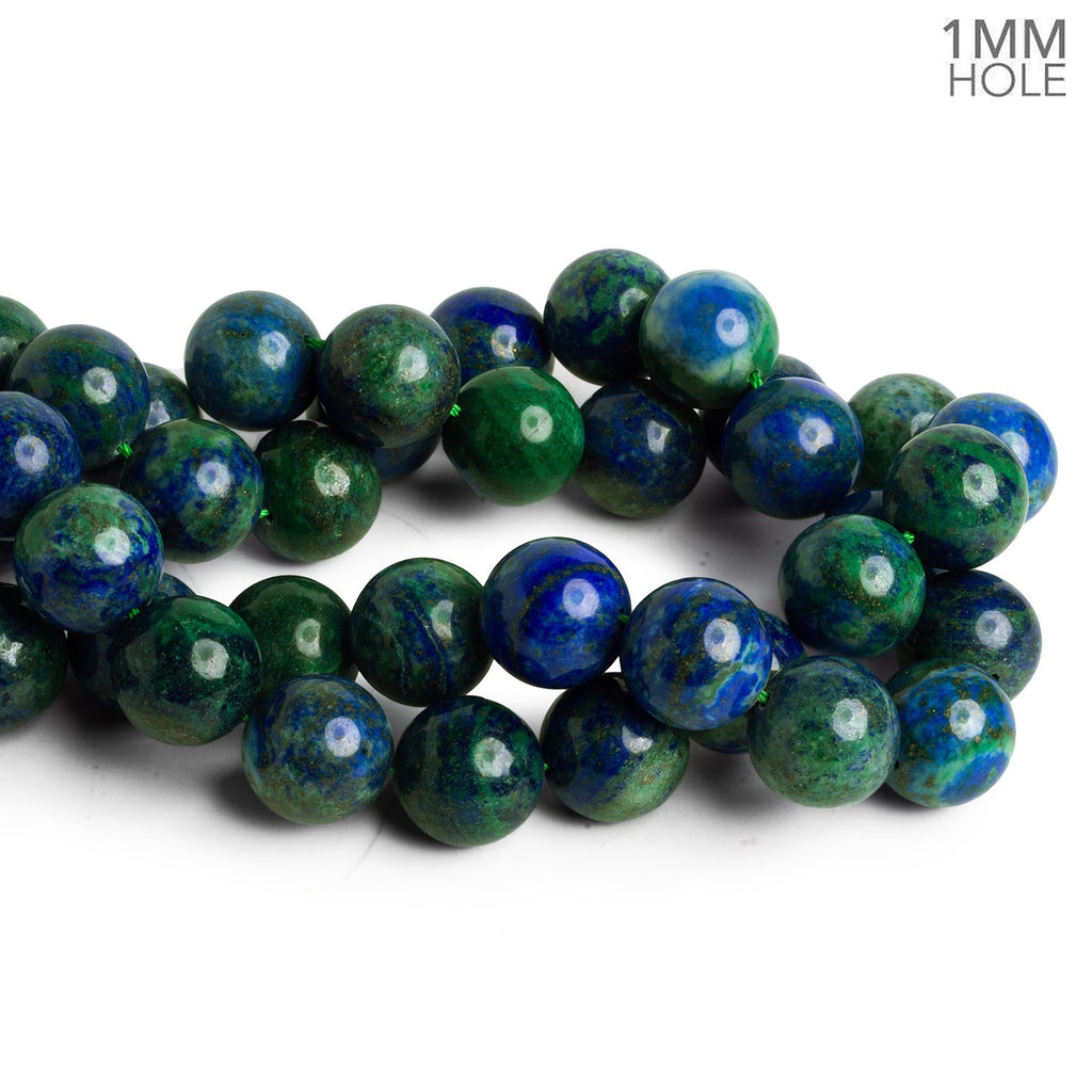 14mm Chrysocolla in Lapis Lazuli Plan Rounds 15 inch 28 beads - The Bead Traders
