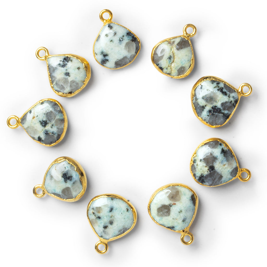 14mm Gold Leafed Jelly Jasper Heart Pendant 1 Bead - The Bead Traders