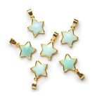 14mm Gold Tone Bezeled Amazonite Star Pendant 1 Bead - The Bead Traders