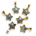 14mm Gold Tone Bezeled Labradorite Star Pendant 1 Bead - The Bead Traders