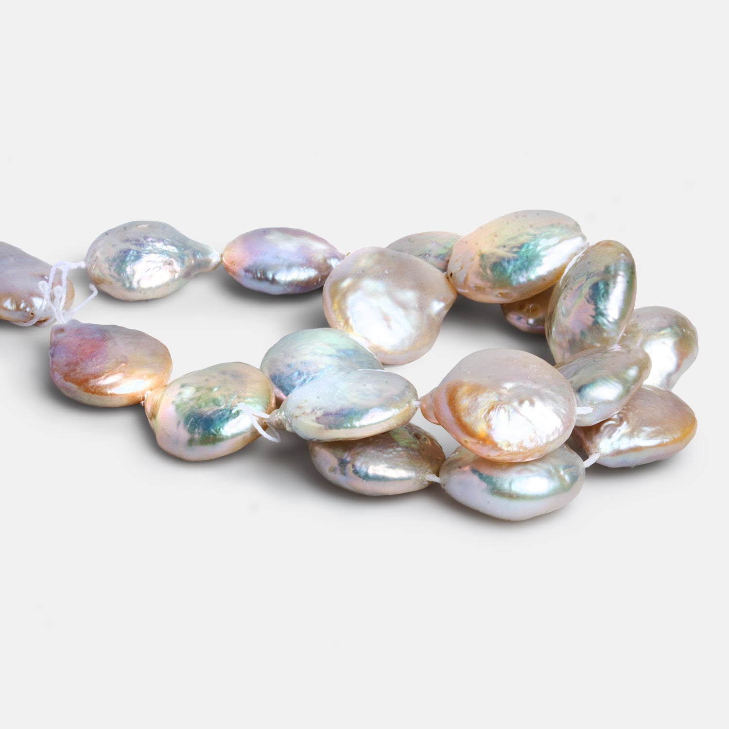 14mm White Oval Pearls 15 inch 27 beads - The Bead Traders