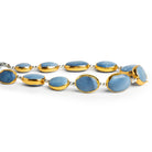 14x10mm Gold Leafed Denim Opal Ovals 7 inch 11 beads - The Bead Traders