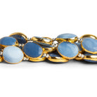 14x10mm Gold Leafed Denim Opal Ovals 7 inch 11 beads - The Bead Traders