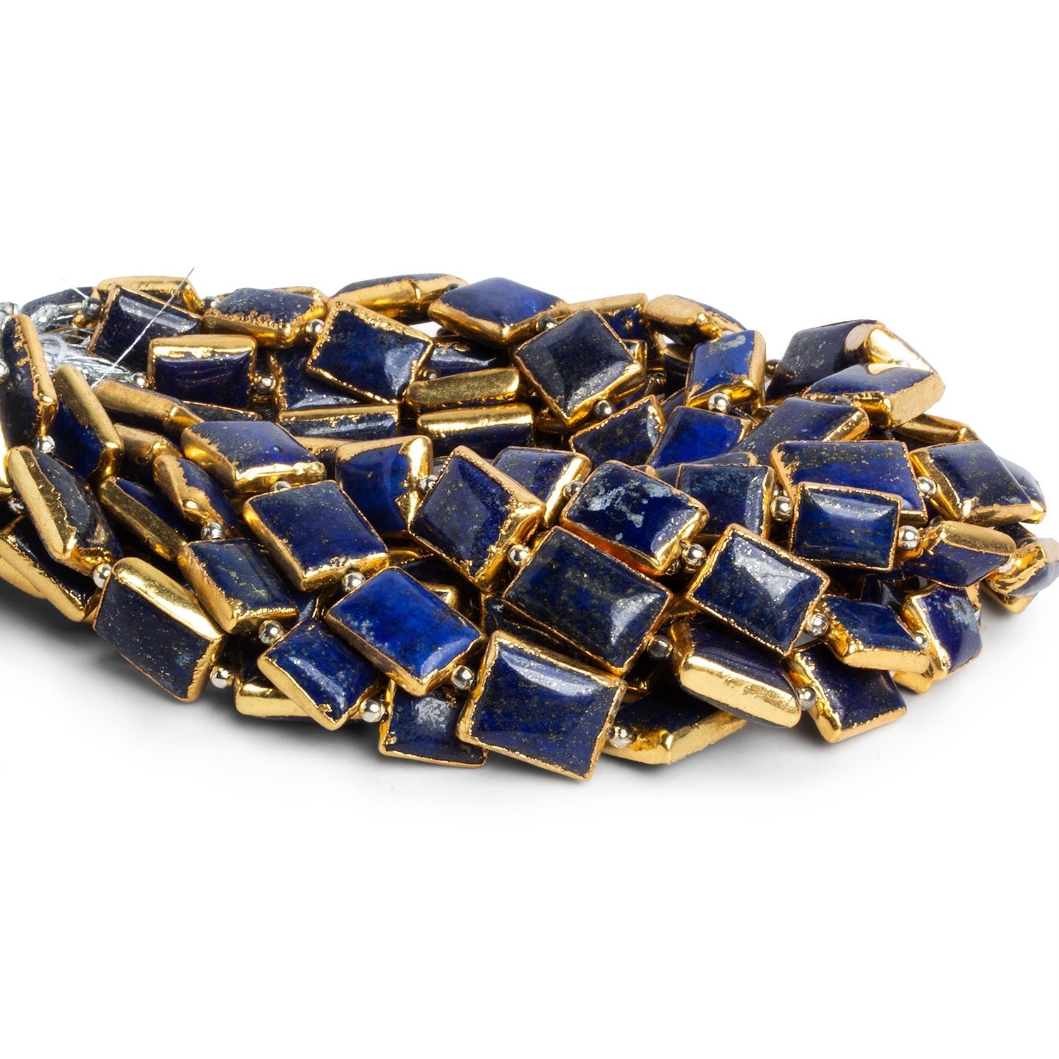 14x10mm Gold Leafed Lapis Lazuli Rectangles 8 inch 12 beads - The Bead Traders