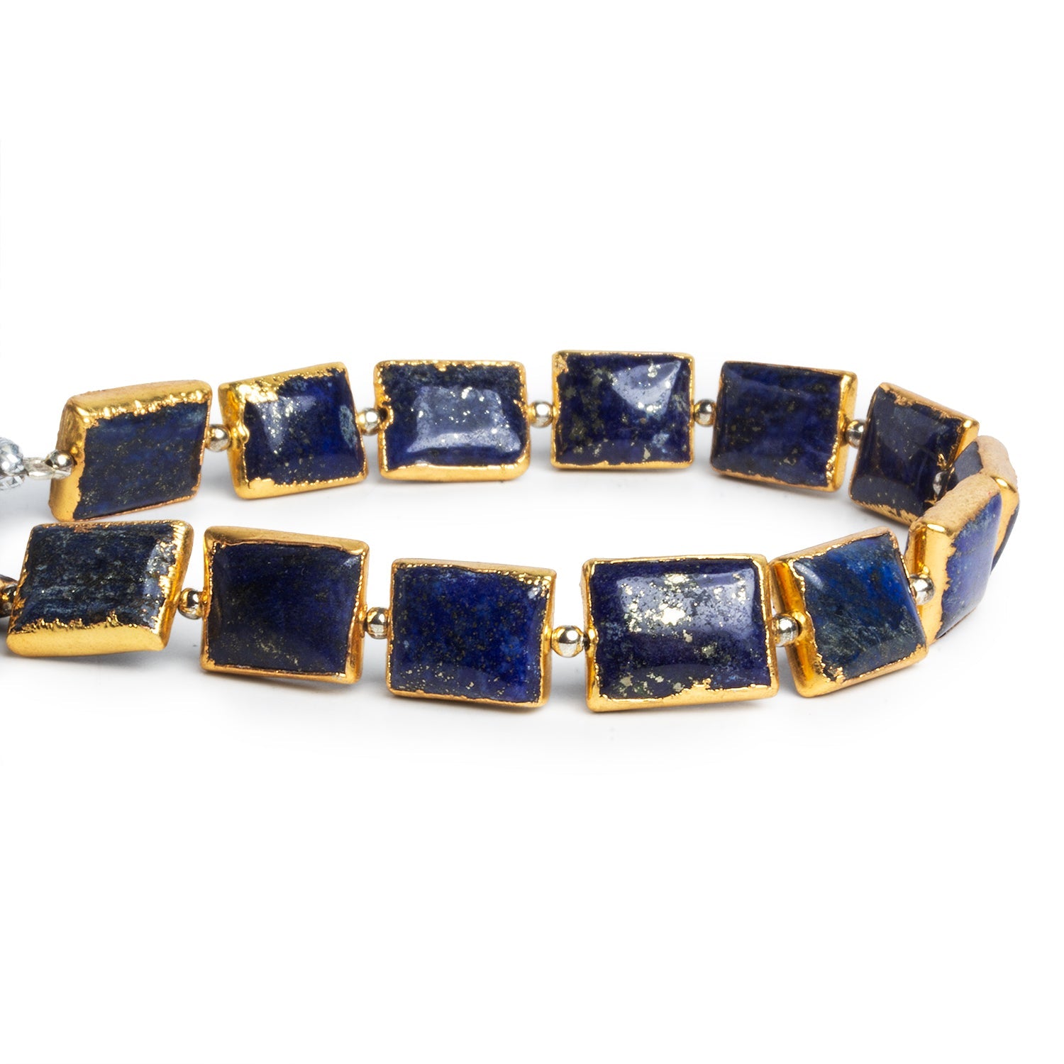 14x10mm Gold Leafed Lapis Lazuli Rectangles 8 inch 12 beads - The Bead Traders
