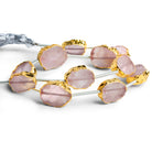 14x10mm Gold Leafed Rose Quartz Straight - Drilled Slices 10 inch 11 beads - The Bead Traders