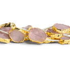 14x10mm Gold Leafed Rose Quartz Straight - Drilled Slices 10 inch 11 beads - The Bead Traders