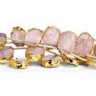 14x10mm Gold Leafed Rose Quartz Top - Drilled Slices 7.5 inch 11 beads - The Bead Traders