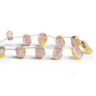 14x10mm Gold Leafed Rose Quartz Top - Drilled Slices 7.5 inch 11 beads - The Bead Traders