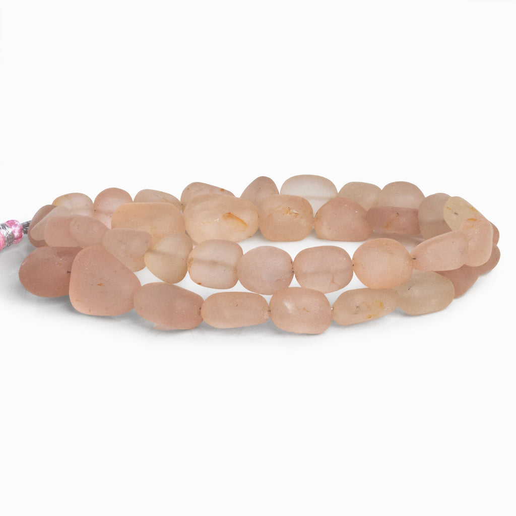 14x10mm Matte Morganite Plain Nuggets 16 inch 31 beads - The Bead Traders