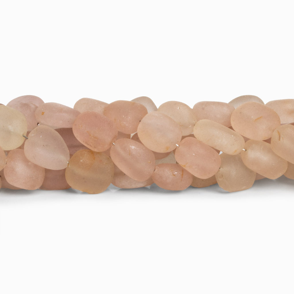 14x10mm Matte Morganite Plain Nuggets 16 inch 31 beads - The Bead Traders