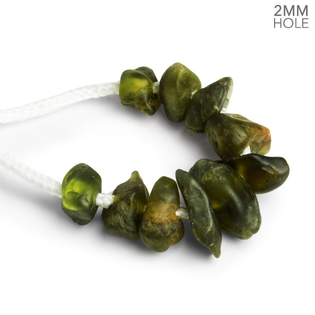 14x10mm Matte Peridot 2mm Large Hole Natural Crystals 10 Beads - The Bead Traders
