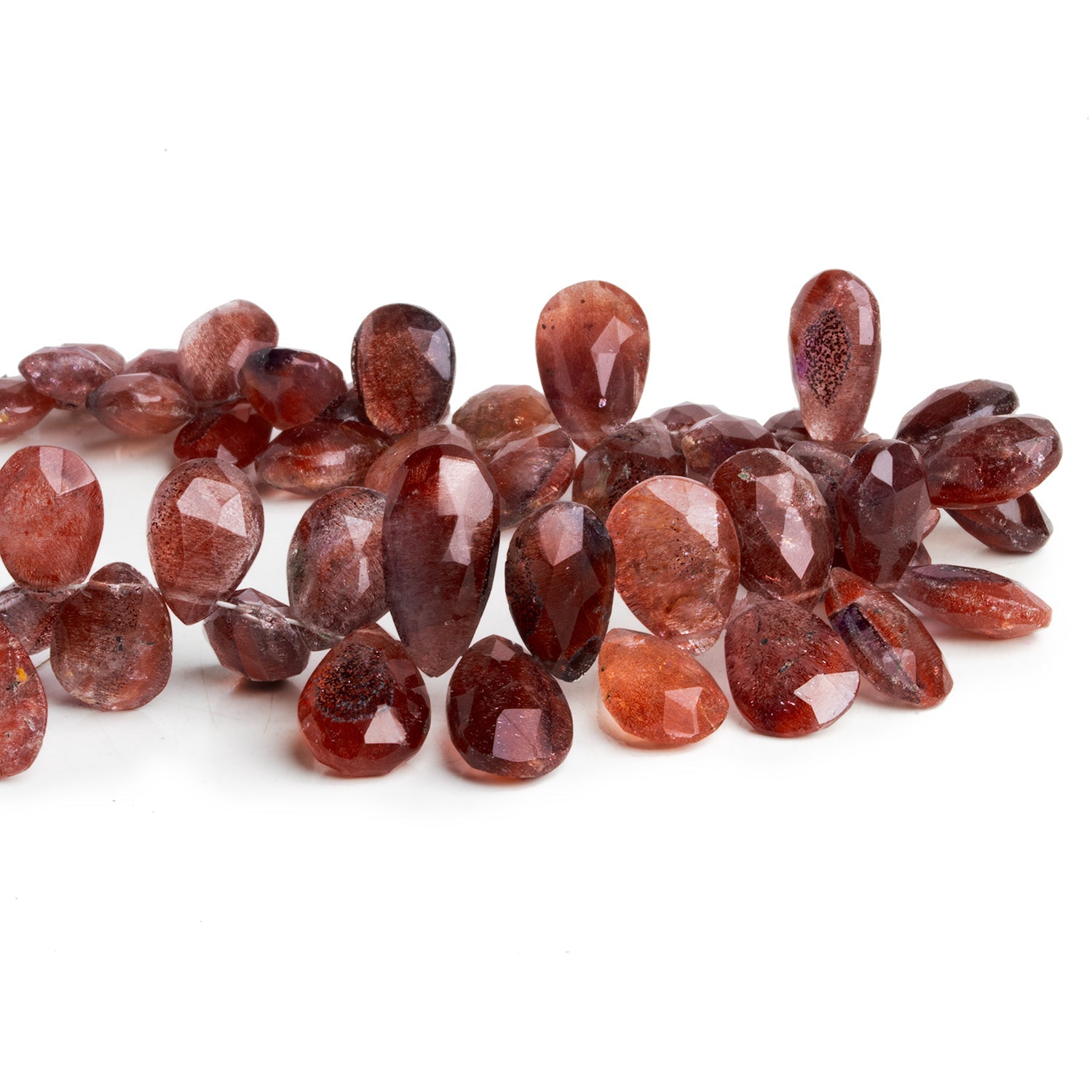 14x10mm Mossy Amethyst Faceted Pears 8 inch 44 beads - The Bead Traders