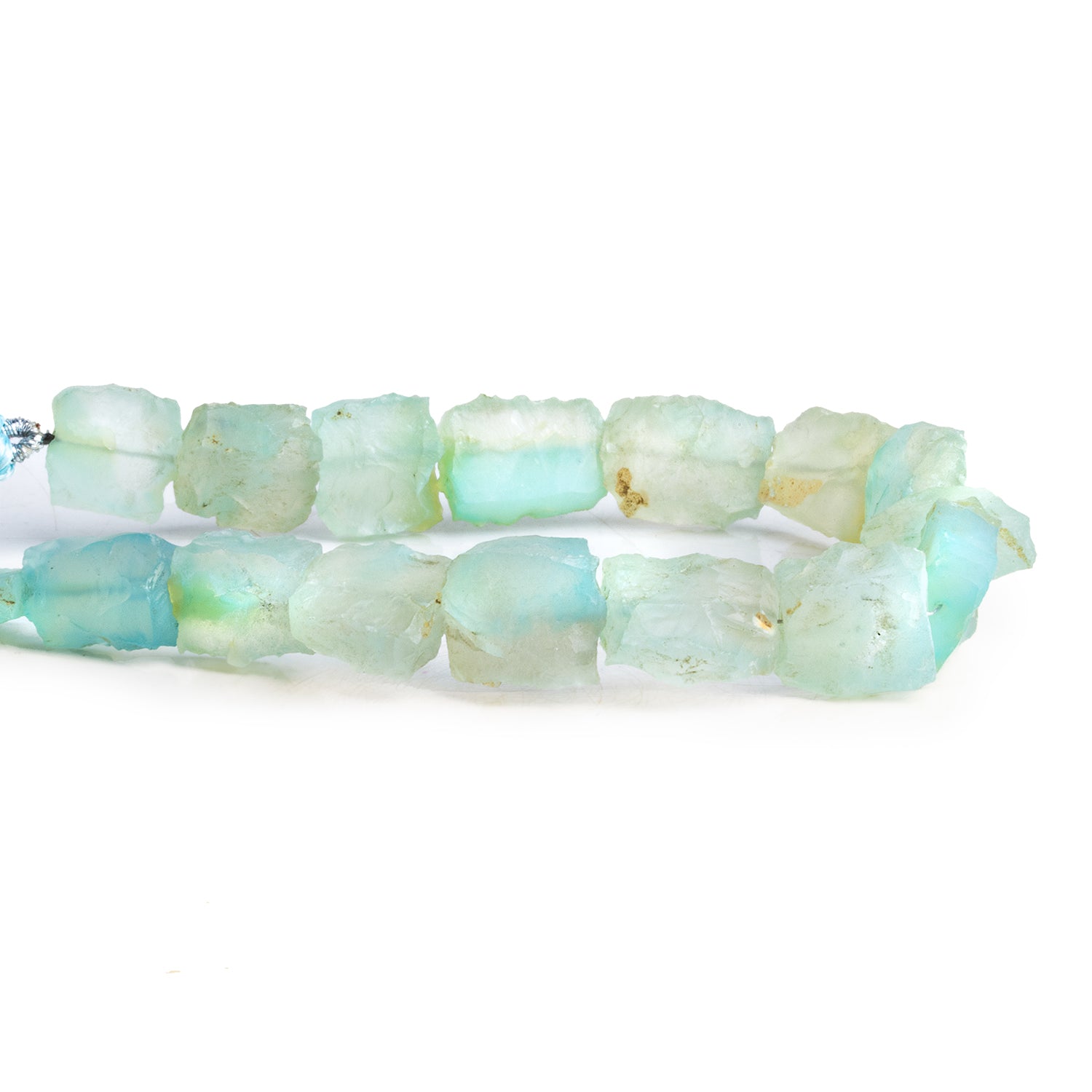 14x10mm Pale Blue Agate Hammer Faceted Rectangles 8 inch 15 beads - The Bead Traders