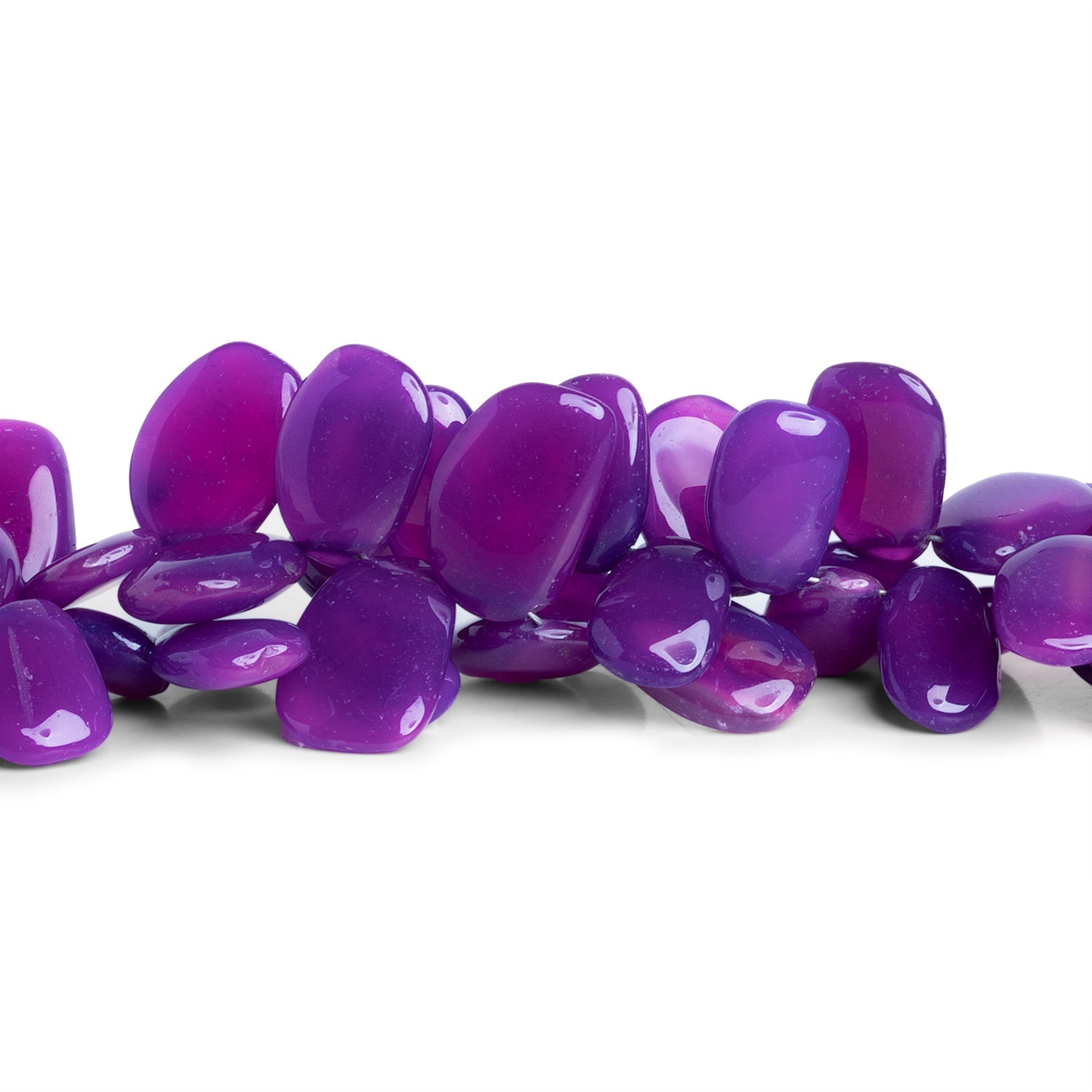 14x10mm Purple Chalcedony Plain Nuggets 8 inch 33 beads - The Bead Traders