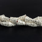 14x10mm Silver Plated Copper Decorated Cone Bead Caps 8.5 inch 20 beads - The Bead Traders