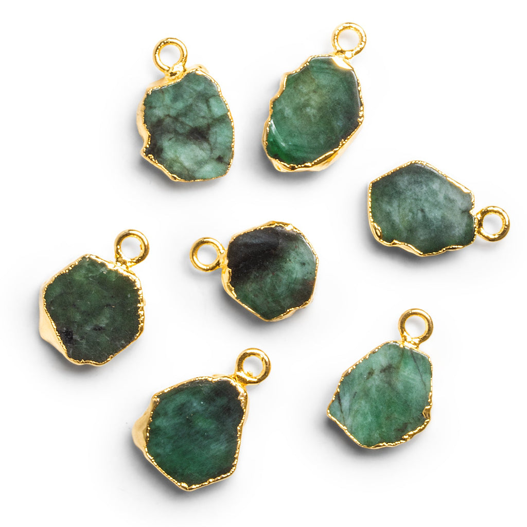 14x11mm Emerald Slice Gold Leafed Pendant 1 Bead - The Bead Traders